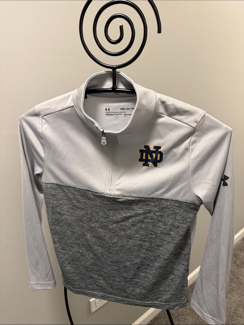 Under Armour Kids Grey & Heather Grey Notre Dame 1/4 Zip Pullover